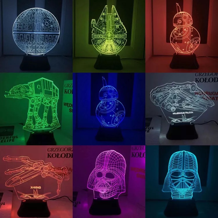 星球大戰3D視覺燈 星際錯覺立體臺燈 裝飾LED小夜燈 七彩3D創意燈批發・進口・工廠・代買・代購
