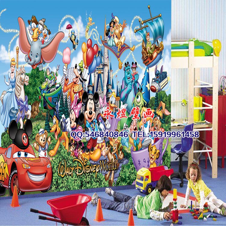 卡通樂園 3d 壁畫 動畫片電視墻紙 無縫壁畫 兒童房壁紙 壁畫工廠,批發,進口,代購