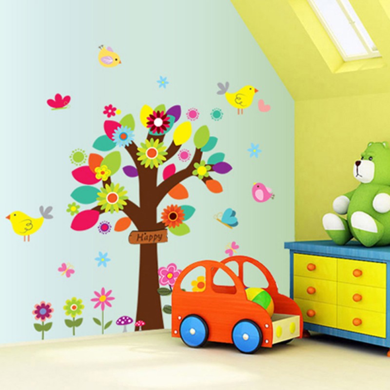 外貿卡通樹墻貼PVC可移除防水貼畫創意DIY兒童房幼兒園裝飾壁畫批發・進口・工廠・代買・代購