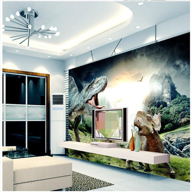 3D現代無縫電視背景墻無紡佈壁紙壁畫客廳臥室侏羅紀恐龍大型壁畫批發・進口・工廠・代買・代購
