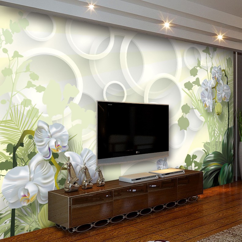 電視背景墻壁紙大型壁畫君子蘭3d墻紙客廳臥室立體花朵墻畫訂製工廠,批發,進口,代購