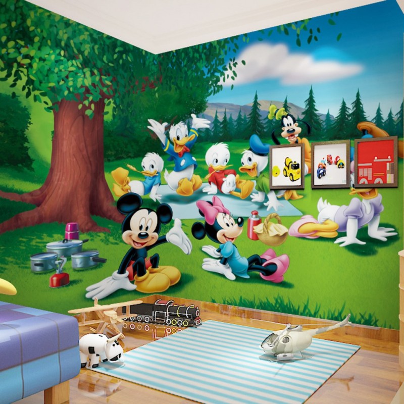 3d個性無縫墻紙壁紙大型壁畫兒童房客廳電視沙發臥室背景墻米老鼠批發・進口・工廠・代買・代購