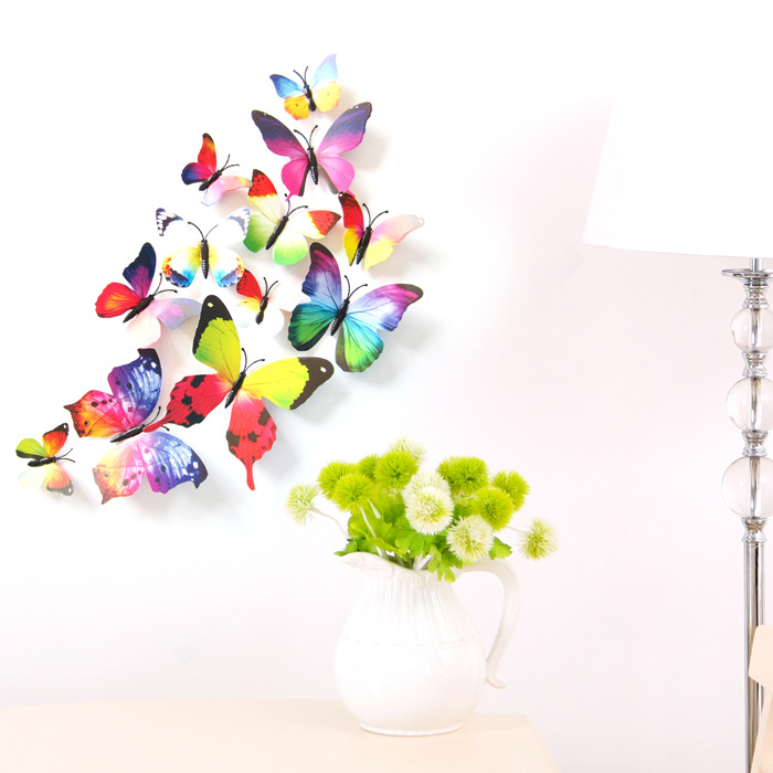 12隻裝 彩虹系列 蝴蝶 立體墻貼 數千款式顏色 H-003 彩虹工廠,批發,進口,代購
