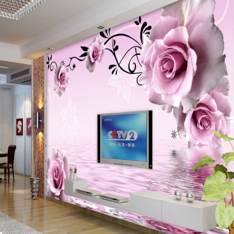 電視背景墻壁畫 現代簡約花卉3D墻紙壁畫 無縫墻佈廠傢直銷批發・進口・工廠・代買・代購