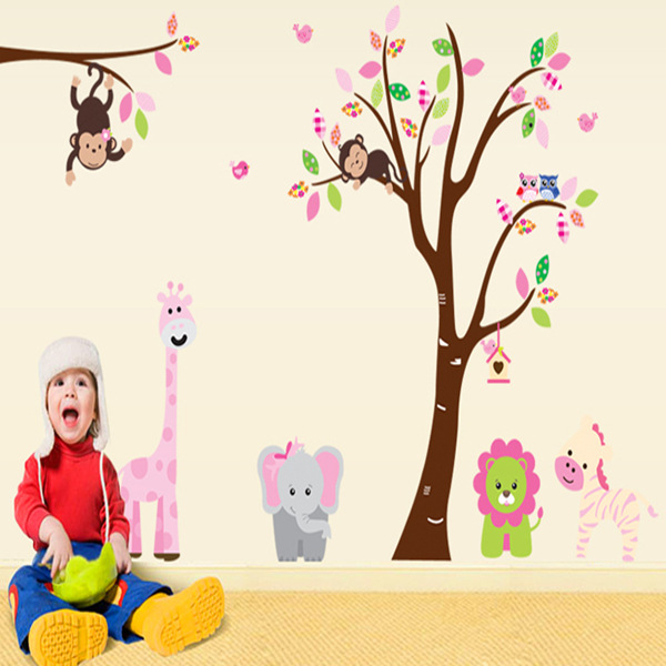 大型兒童房遊樂園幼兒園卡通動物樹 臥室裝飾可移除墻貼 AY216工廠,批發,進口,代購