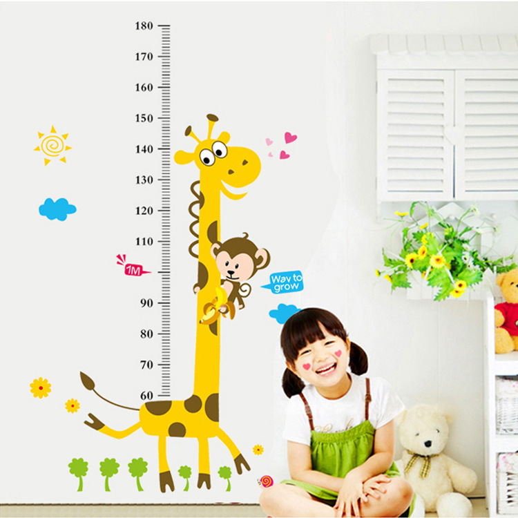 一件代發兒童房裝飾墻貼畫卡通壁紙測量身高貼紙AY7178【長頸鹿】批發・進口・工廠・代買・代購