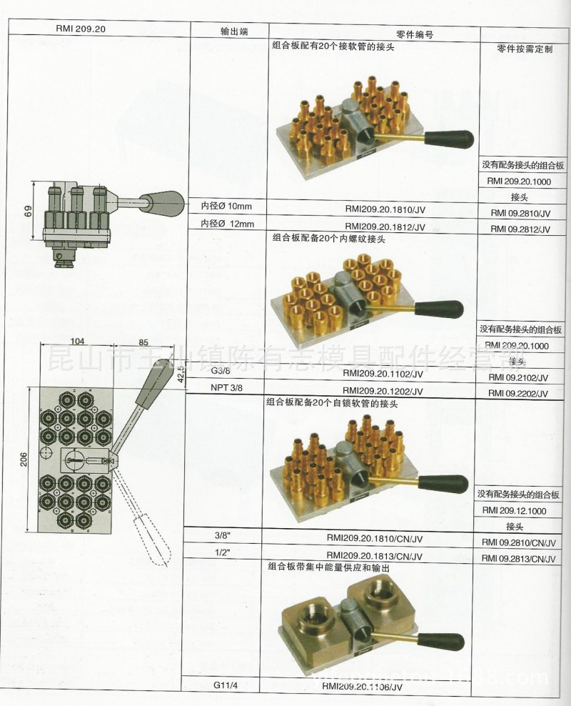 特價供應史陶比爾STAUBLI/RMI接頭/RMI209.12/1810/JV模具組合版工廠,批發,進口,代購