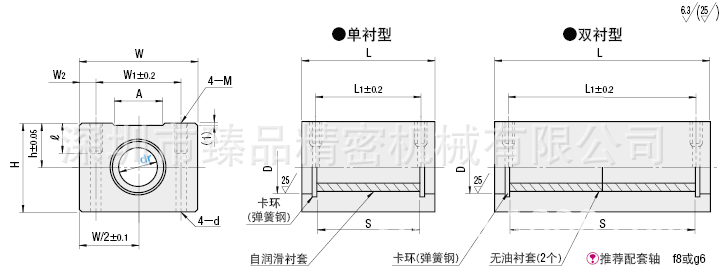 供應MHUAS無油襯套方型固定座組件 加寬標準型工廠,批發,進口,代購