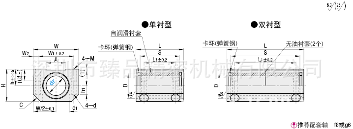 供應MHCAS MHCAS-S無油襯套方型固定座組件 加寬緊湊型工廠,批發,進口,代購