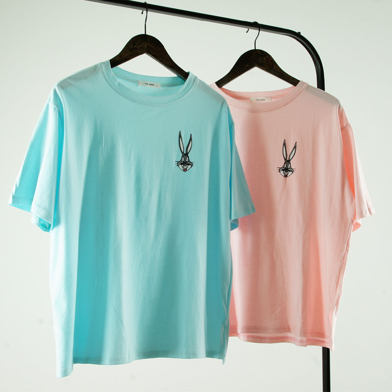 韓國卡通兔子頭寬松型棉短袖T恤2016新品女裝工廠,批發,進口,代購