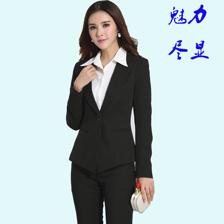 2016新款韓版女士西裝職業裝套裝修身提肩款西服一粒扣工廠,批發,進口,代購