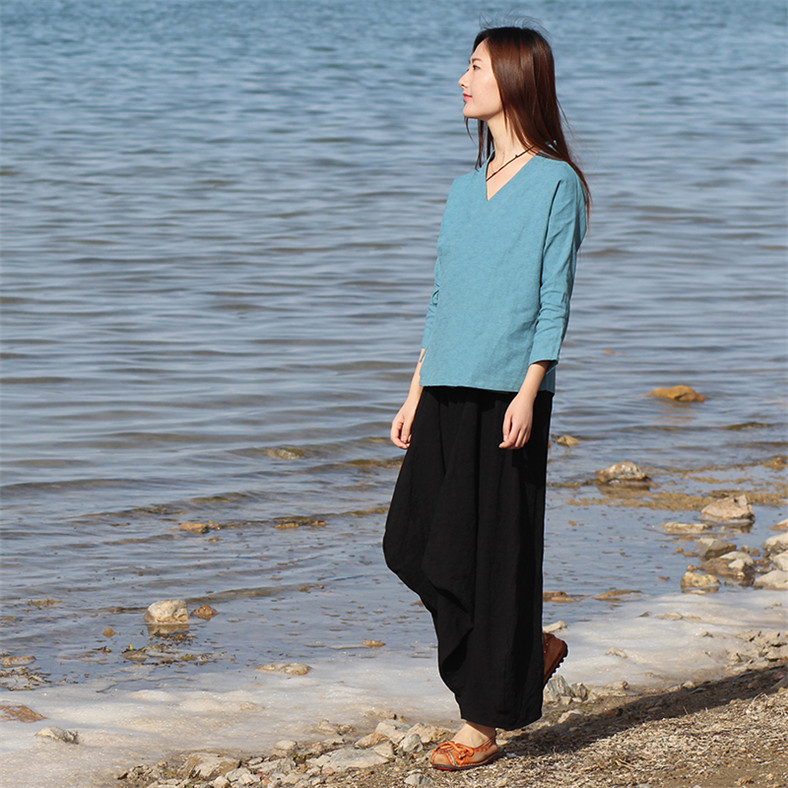 由儉之碧海潮生 生態亞麻中國風女裝漢服茶服禪意唐裝居士服批發・進口・工廠・代買・代購