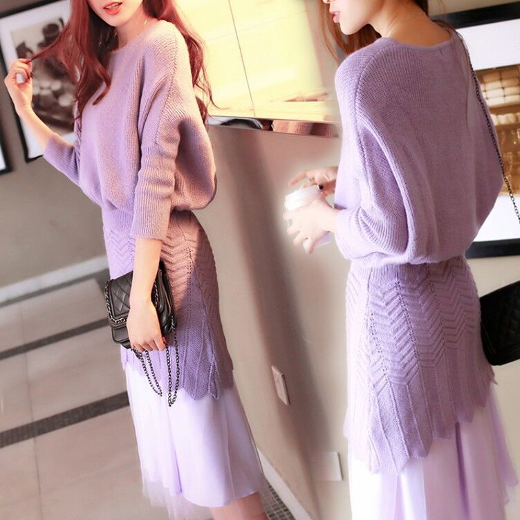 2015秋裝新款韓版兩件套毛衣套裝蕾絲修身大碼連衣裙批發・進口・工廠・代買・代購