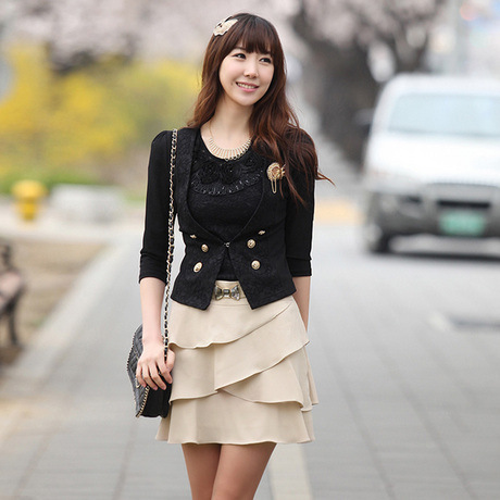 2015 秋裝新款女裝韓版修身七分袖純色小外套批發・進口・工廠・代買・代購