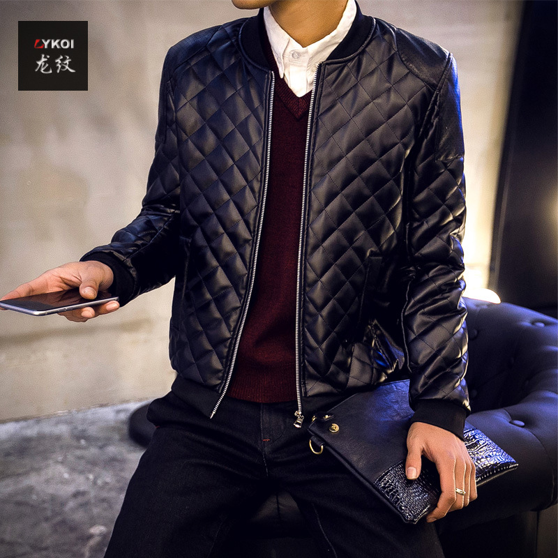 男式pu皮衣 青年韓版修身立領休閒夾克冬季新款時尚潮流外套男裝批發・進口・工廠・代買・代購