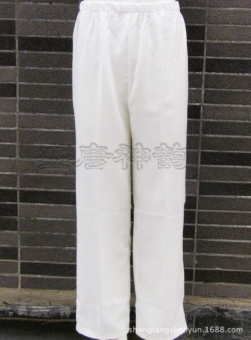 男士棉麻夏季薄款長褲 帶內兜 純色系--白色 北京唐裝專櫃批發・進口・工廠・代買・代購