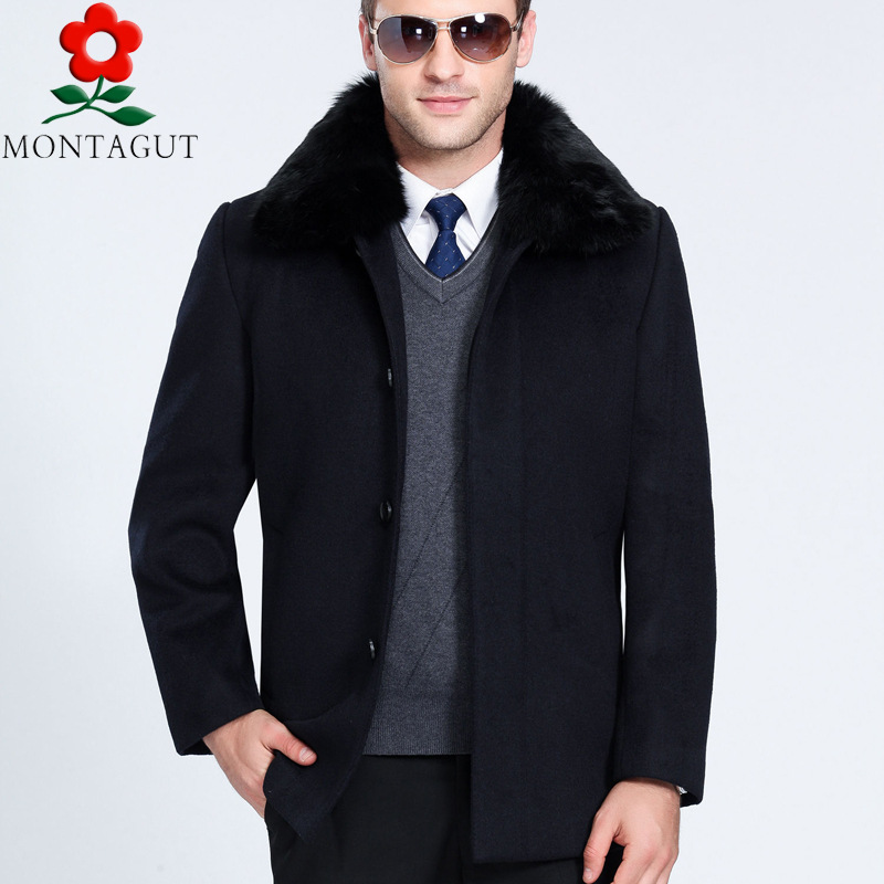 品牌正品冬季男裝新款中老年男式羊絨大衣寬松爸爸裝毛呢夾克外套工廠,批發,進口,代購