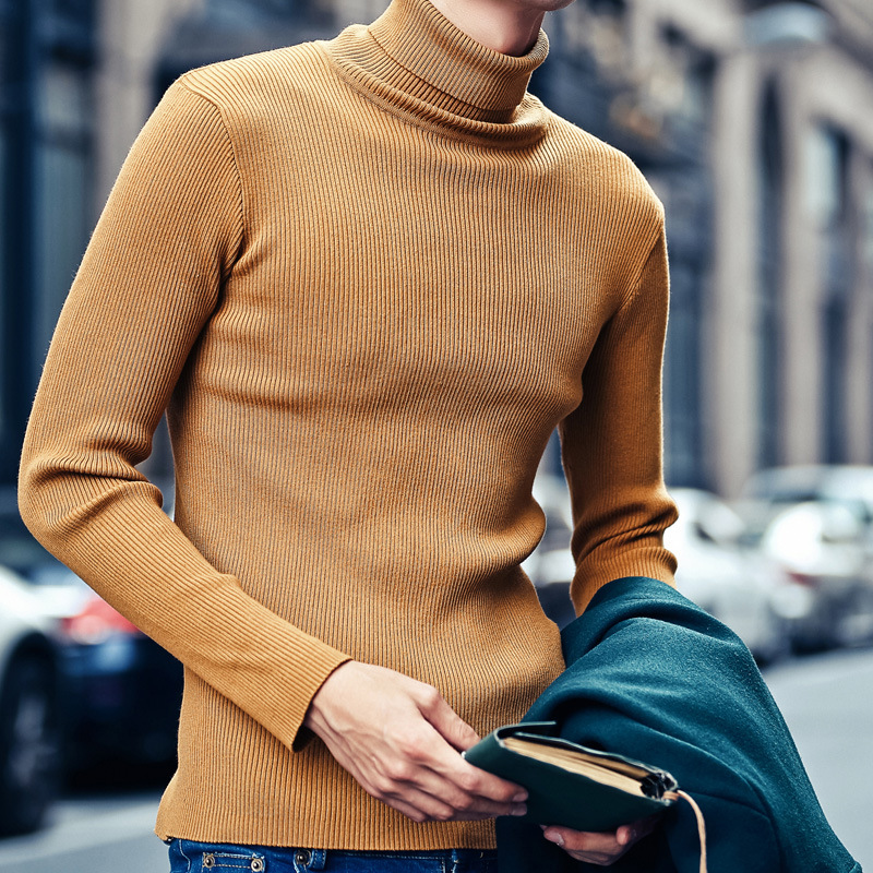 柔軟簡約純色高領打底衫冬季男士針織毛衣修身百搭高品質男裝2016工廠,批發,進口,代購