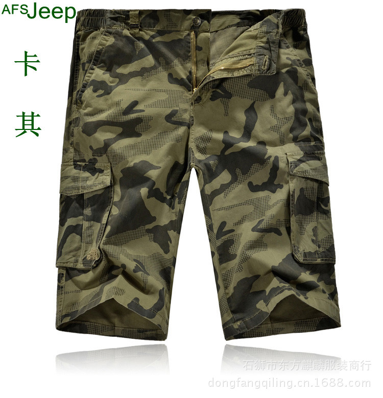 AJeep戰地吉普夏季迷彩多口袋褲 男士大碼寬松沙灘褲 七分褲潮批發・進口・工廠・代買・代購