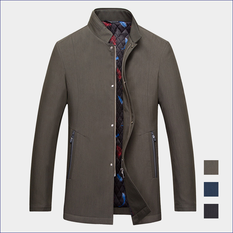 冬季新款男式夾克衫立領外套品牌男裝拉鏈衫加肥超大碼加厚爸爸款工廠,批發,進口,代購