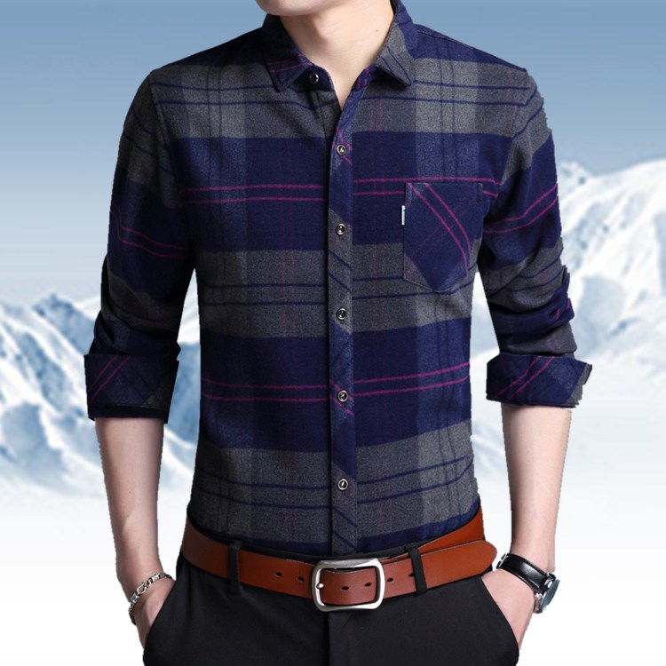 2016冬季青年男士保暖襯衫 加絨加厚純棉格子男式修身襯衫工廠,批發,進口,代購