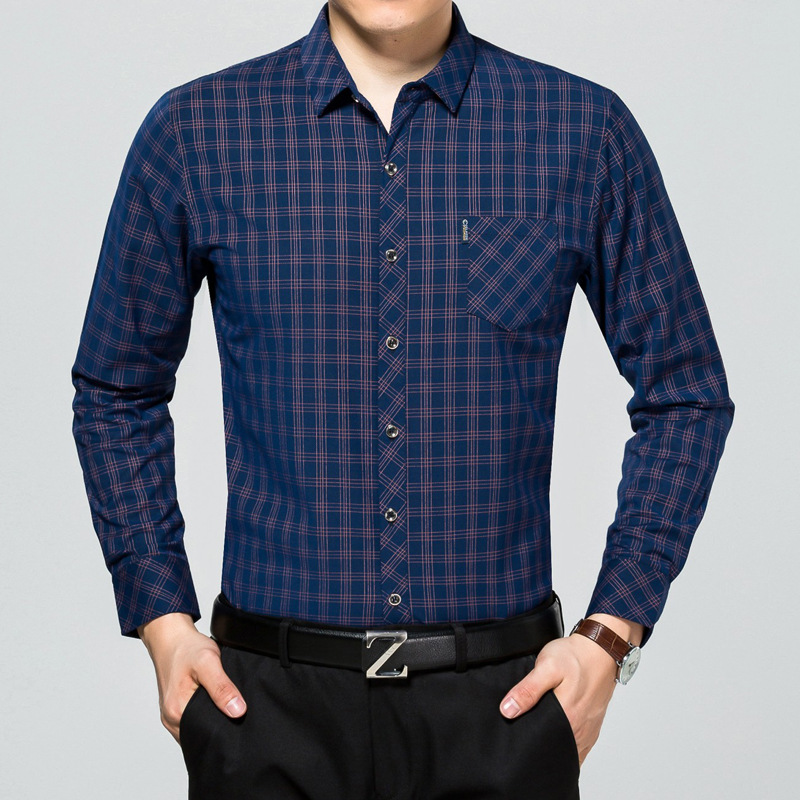2016秋季新款男士長袖襯衫中年男式休閒格子棉襯衣一件代發工廠,批發,進口,代購