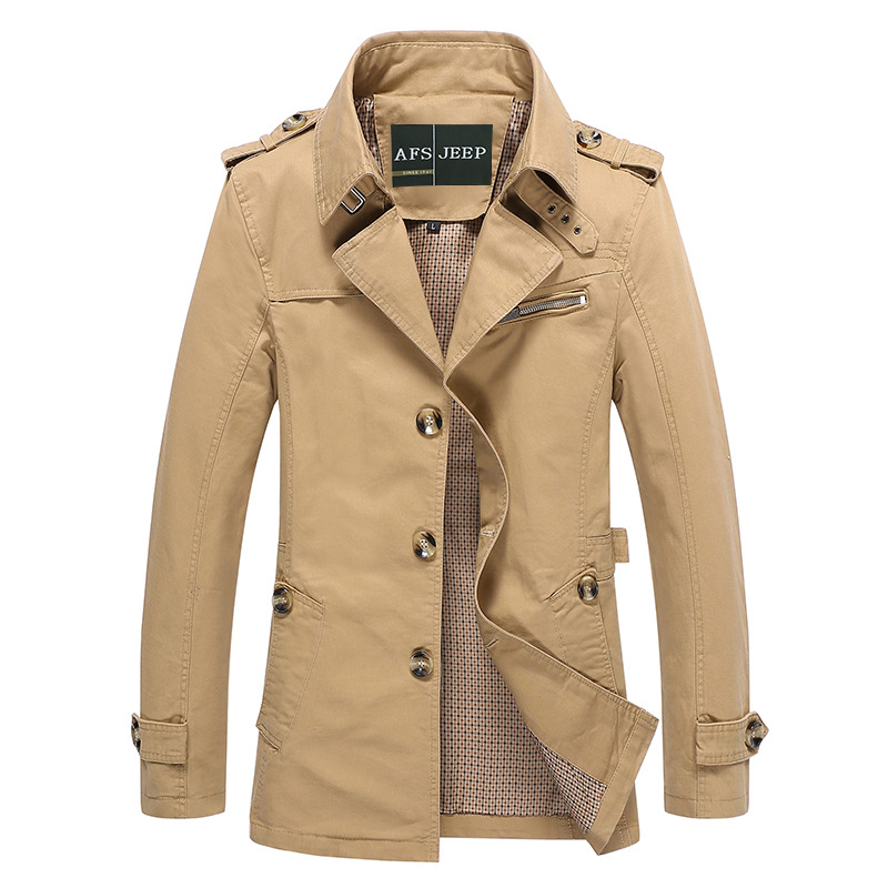 直銷新款秋裝外套男式夾克青年英倫修身風衣中長款純棉男一件代發工廠,批發,進口,代購