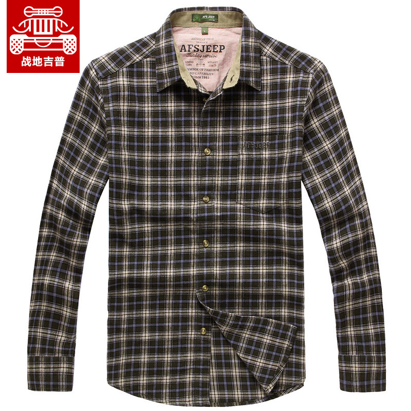 2015秋裝新款AFS JEEP長袖襯衫專櫃正品 格子佈純棉免燙男士襯衣工廠,批發,進口,代購
