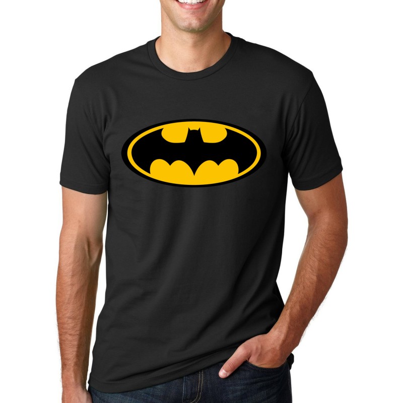 新時尚卡通黃蝙蝠俠印花男士短袖T恤速賣通外貿熱銷款圓領純棉工廠,批發,進口,代購