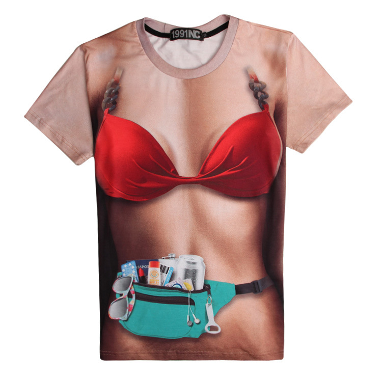 2016夏季新款創意3DT恤 惡搞視覺短袖T恤 速賣通3D沙灘短袖T恤工廠,批發,進口,代購