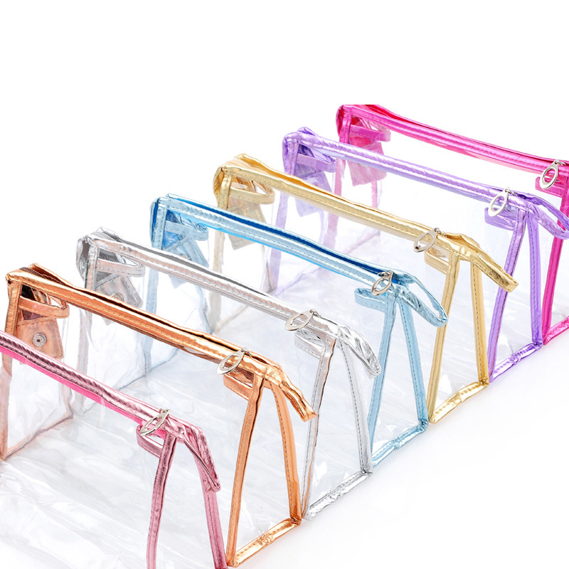 登途者韓版新款小方PVC透明化妝包六色邊框女士手拿化妝袋收納包工廠,批發,進口,代購