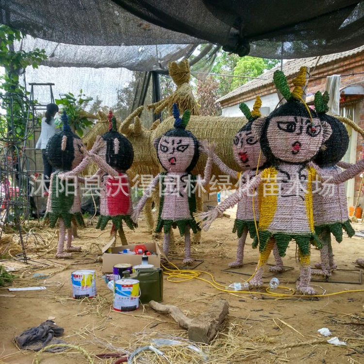 定製稻草人工藝品 遊樂園 公園農傢樂田間定做卡通稻草人葫蘆娃工廠,批發,進口,代購