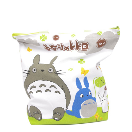 宮崎駿Totoro龍貓印花全棉帆佈女士單肩包 帶拉鏈一件代發批發・進口・工廠・代買・代購