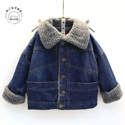 韓版男童女童羊羔毛外套2016冬季新款加絨加厚兒童牛仔外套批發工廠,批發,進口,代購
