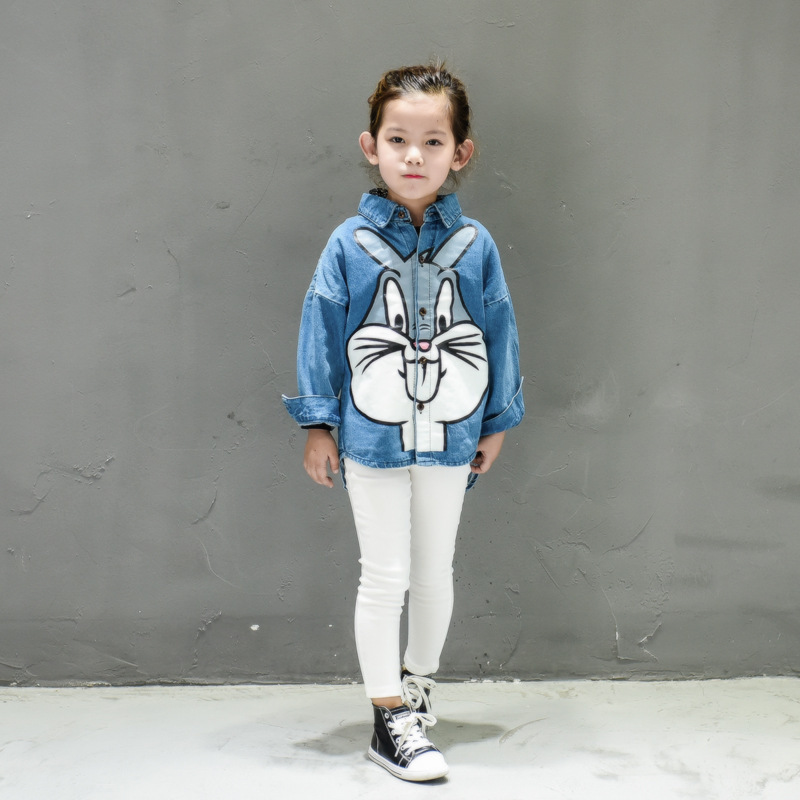 一件代發童裝2016秋裝新款韓版潮流卡通兒童牛仔外套翻領女童襯衫工廠,批發,進口,代購