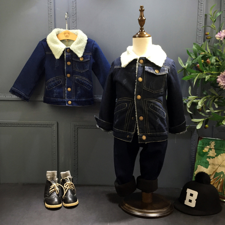 冬季新款 男童韓版簡約加絨加厚牛仔上衣 潮外套冬裝夾克XZ-7330V工廠,批發,進口,代購