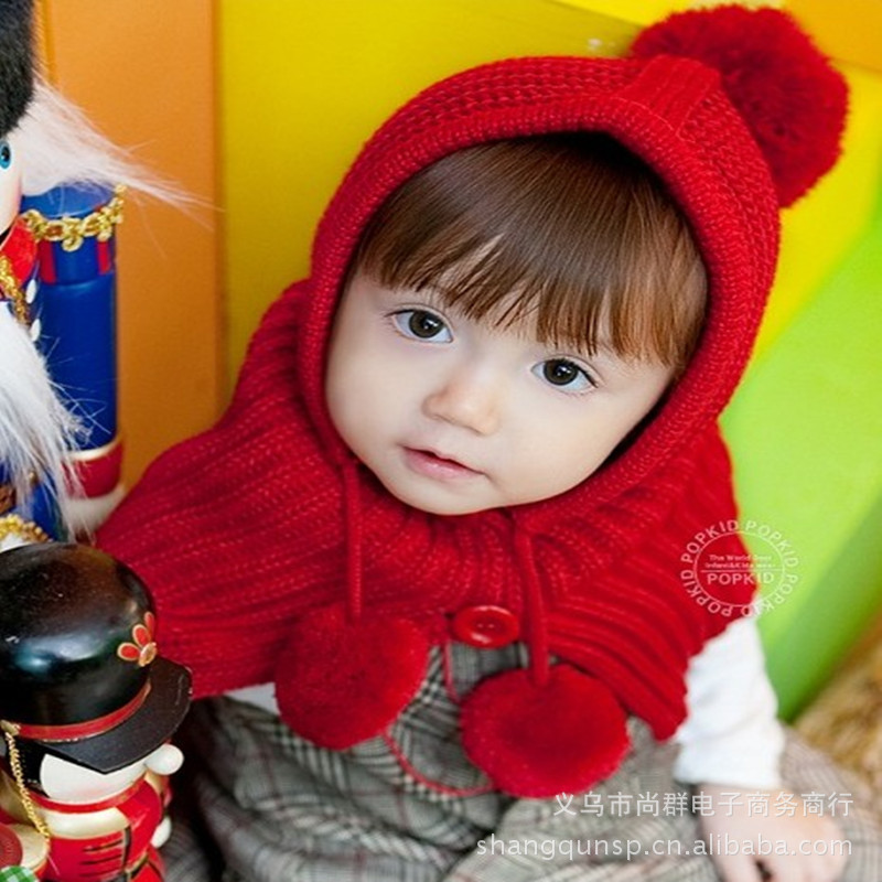 2016冬季防寒針織帽子圍巾套件韓國新款時尚兒童冬季連身披肩工廠,批發,進口,代購
