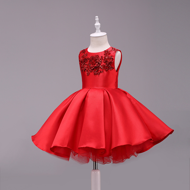 歐美童裝紅色公主女童連衣裙長袖女童公主裙兒童禮服童裙一件代發工廠,批發,進口,代購