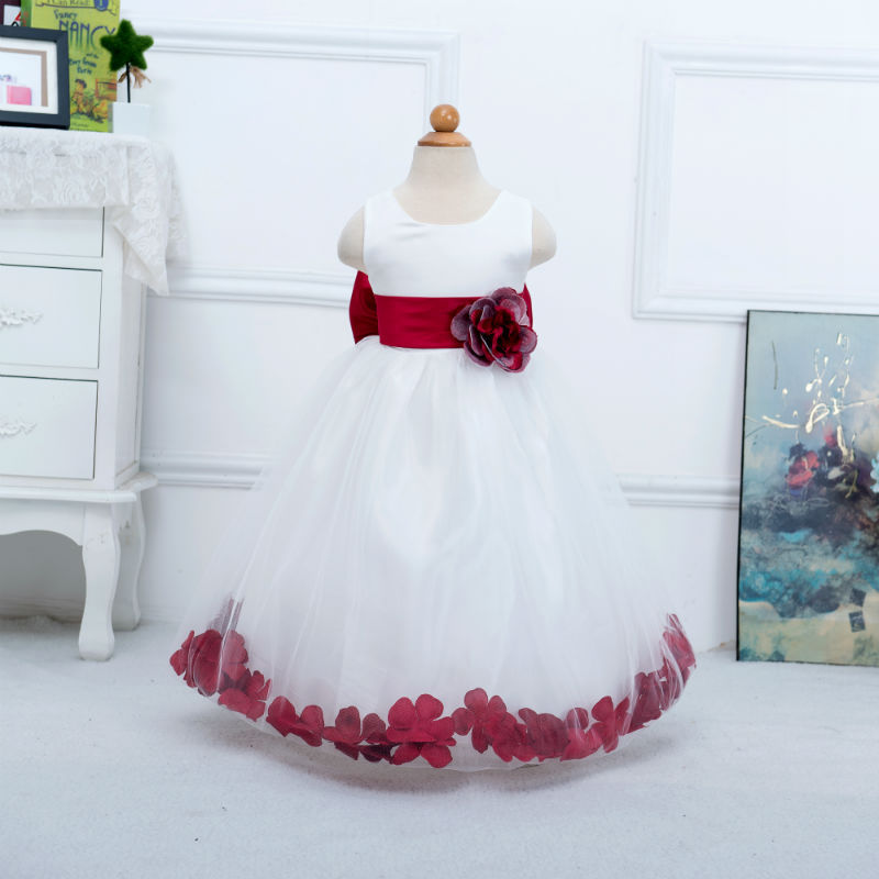 一件代發 2016新款女童童裙 腰帶花朵花瓣禮服 公主禮服 13色可選工廠,批發,進口,代購