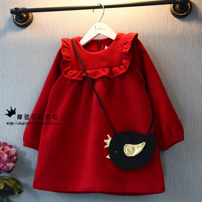 2015冬季新款女童加絨娃娃裙保暖長袖連衣裙E9049 無配包工廠,批發,進口,代購