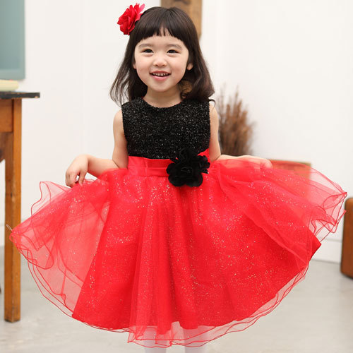 兒童婚紗禮服演出服蓬蓬裙生日宴會花童裝中式紅色禮服 一件代發批發・進口・工廠・代買・代購
