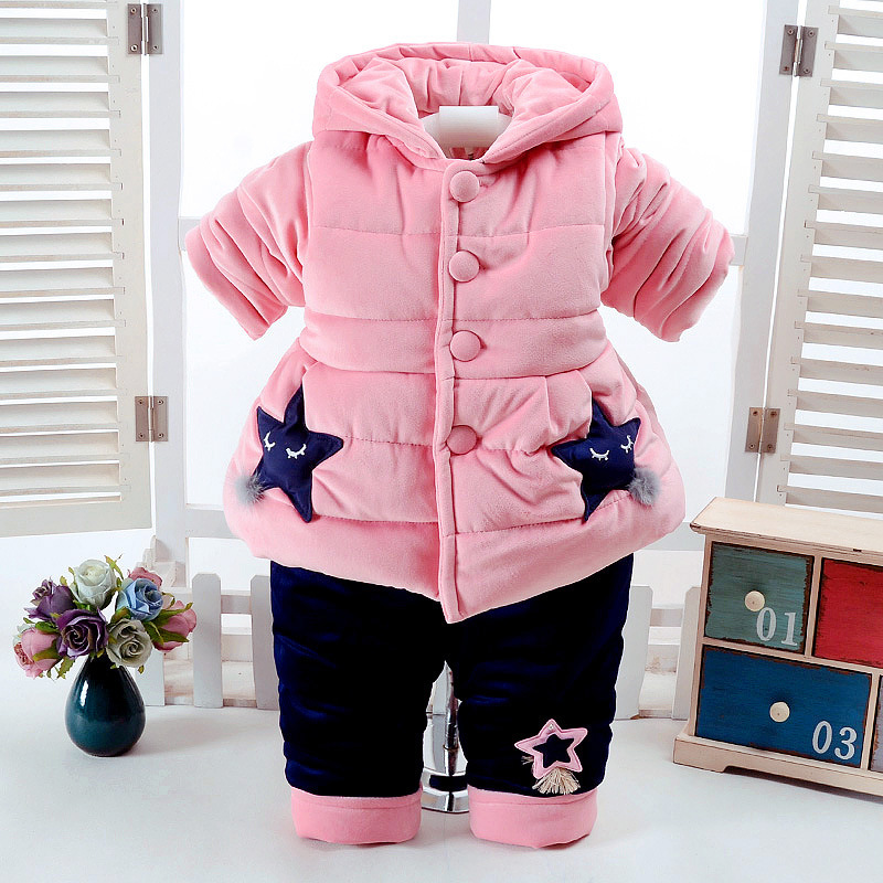 新款冬季加絨加厚兩件套套裝 0-1-2歲女款嬰幼兒棉襖套裝特厚批發批發・進口・工廠・代買・代購