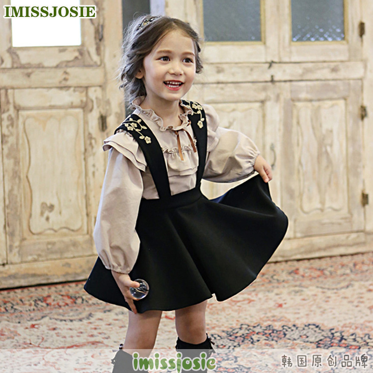 韓國童裝2016秋季新款童套裝韓版女童背帶兩件套公主背帶裙套裝批發・進口・工廠・代買・代購