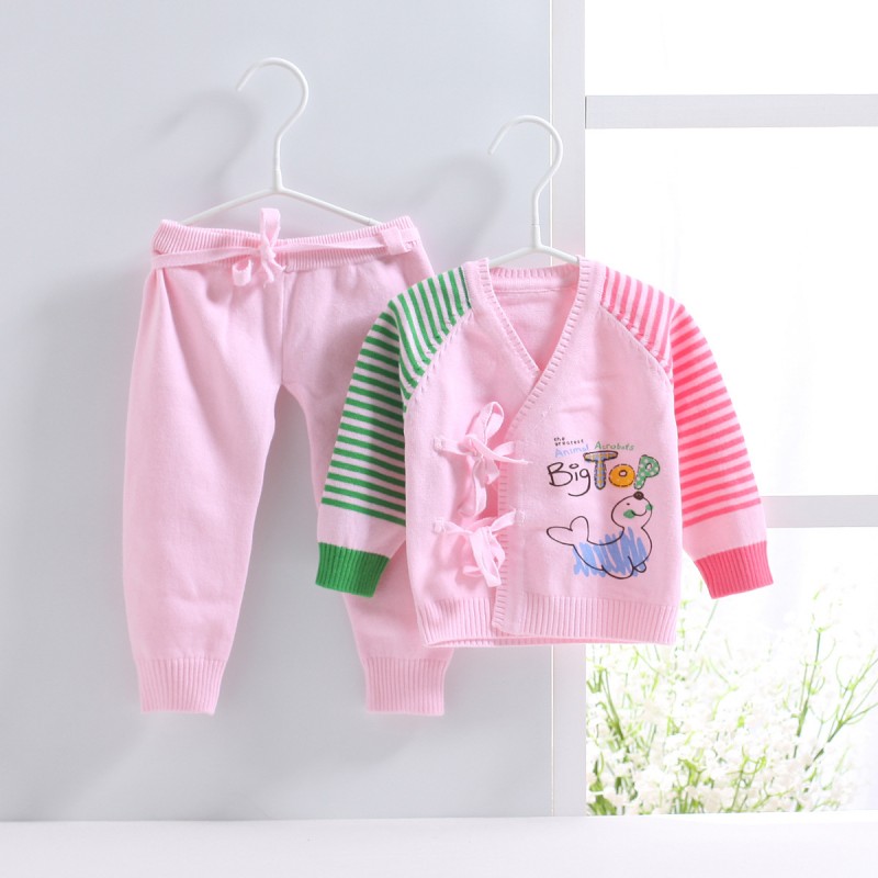 2016秋款嬰兒服裝 新生兒系帶純棉內衣毛線衣兩件套 寶寶長袖套裝工廠,批發,進口,代購