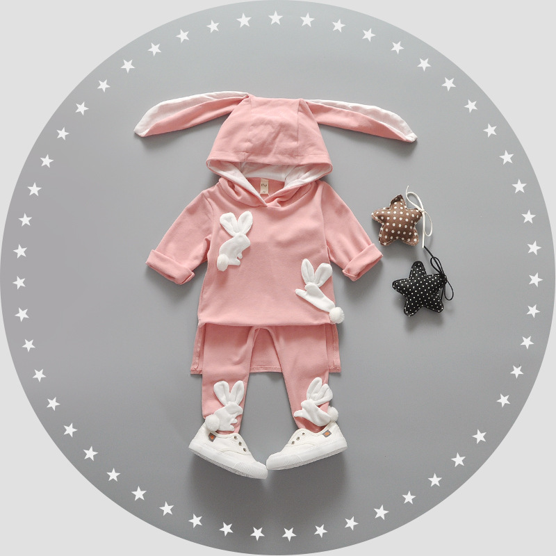 童裝一件代發 2017春季新款韓版可愛四隻兔子兩件套裝 廠傢直銷工廠,批發,進口,代購