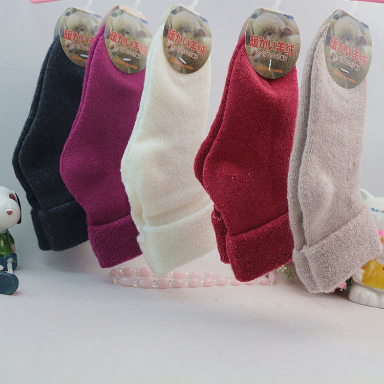 兒童襪子松口純色羊絨加厚保暖中筒襪 柔軟舒適女童襪一件代發工廠,批發,進口,代購