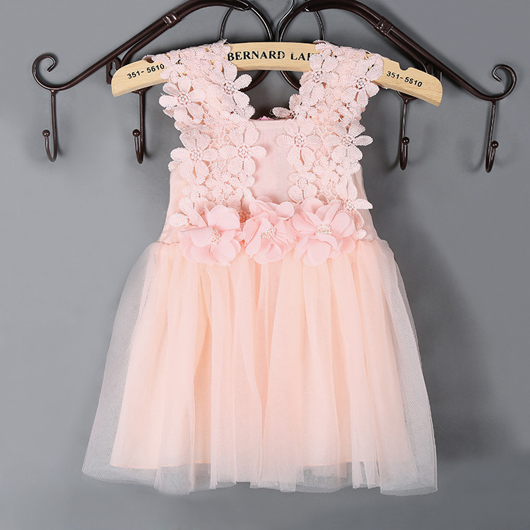 2016女童蕾絲鉤花吊帶網紗裙工廠,批發,進口,代購