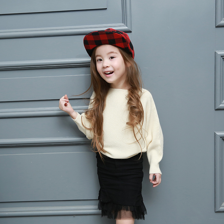 2016春款童裝新品 韓版潮范女童蝙蝠袖針織衫 中小童純色毛衣批發・進口・工廠・代買・代購