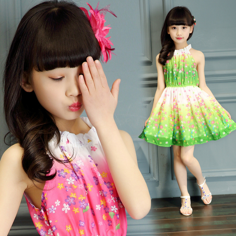 2016夏裝新版女童背心裙 拼接印花兒童舞蹈裙 韓國童裝一件代發工廠,批發,進口,代購