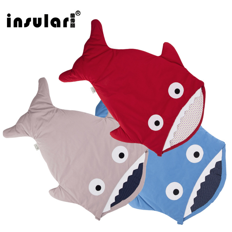 茵秀麗新款童睡袋嬰兒被子睡袋全棉抱被兒童鯊魚睡袋卡通包被批發工廠,批發,進口,代購